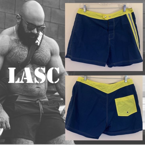 LASC Swim Trunks 34 Waist Nylon Unlined Snap/velcro closure - Picture 1 of 3
